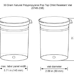 30 Dram Hinge Top Containers, Natural Polypropylene Plastic Pop Top Vials