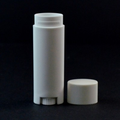 .15 oz White Elliptical Lip Balm Container, 2.66 Tall with Cap - #580_3710158402