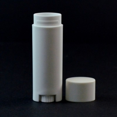 .15 oz White Elliptical Lip Balm Container, 2.66 Tall with Cap - #580_3710158402
