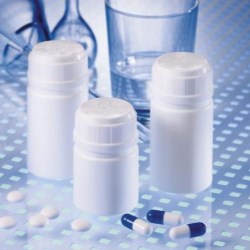 Push and turn on pill jars