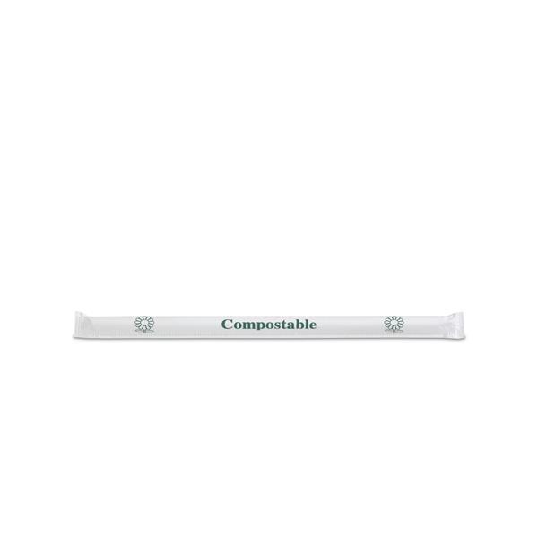 8 in. White Milkshake Straw, Compostable - STRAW8