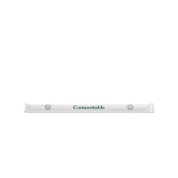 8 in. White Milkshake Straw, Compostable - STRAW8