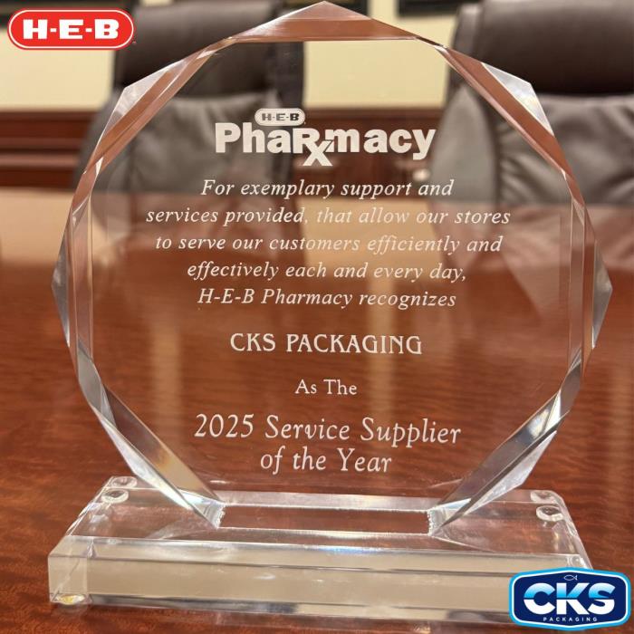 CKS Packaging Named Service Supplier of 2025 by H-E-B Pharmacy