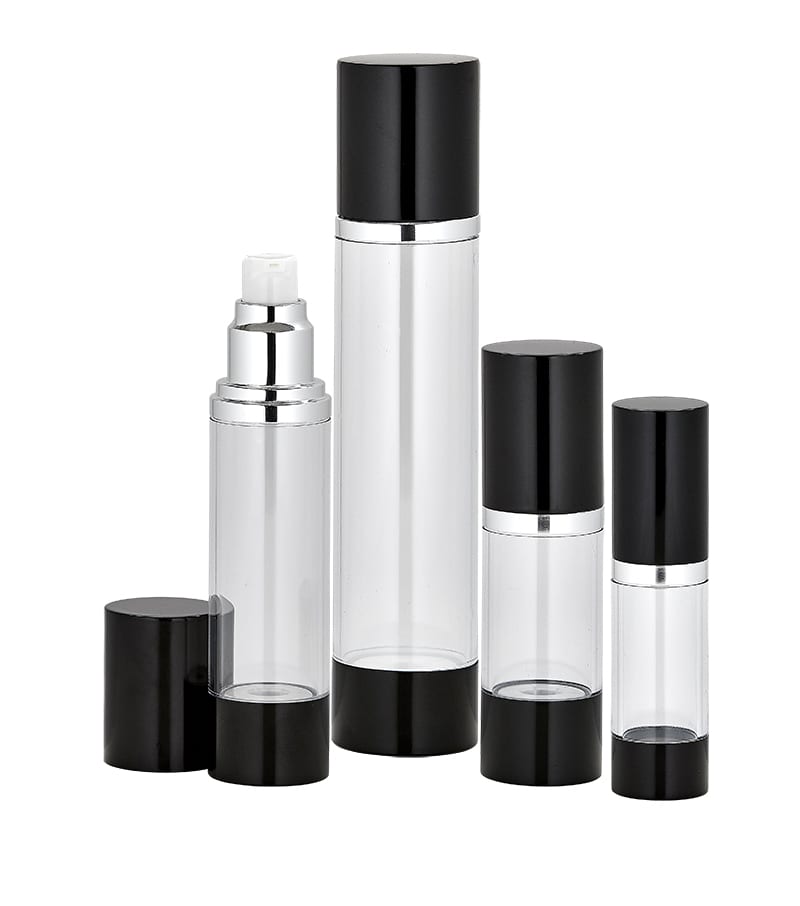 JS_B |  In-Stock Clear & Black Airless Bottle