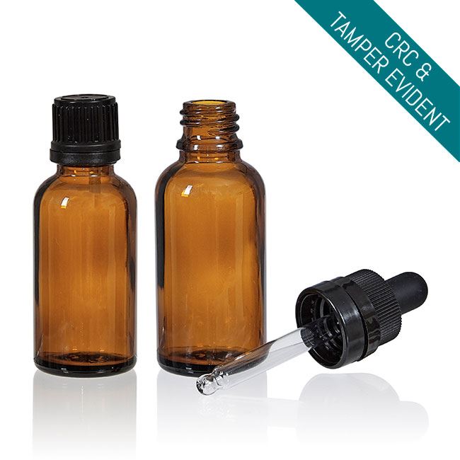 CRAM | In-Stock Boston Round Amber Glass Bottle