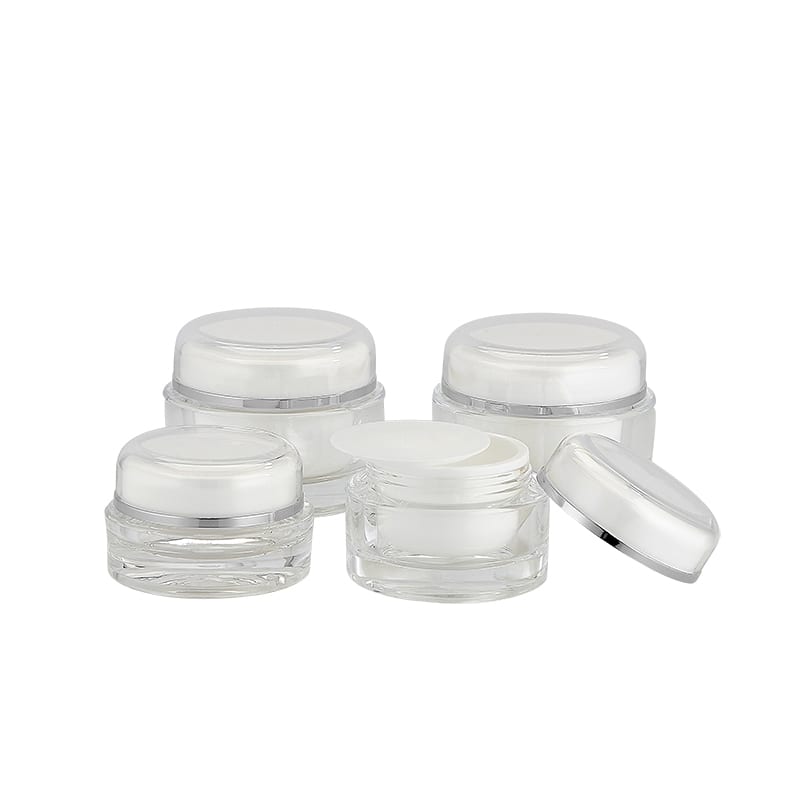 J03 | In-Stock Shiny Silver Trim Clear Jar