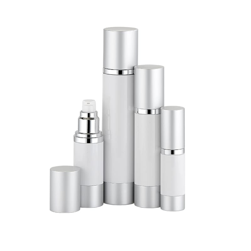 O_JS050_W | 50 ML In-Stock Silver & White Airless Bottle