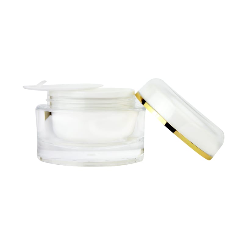 O_J03030_G | 30 ML In-Stock Round Clear Jar With Gold Trim