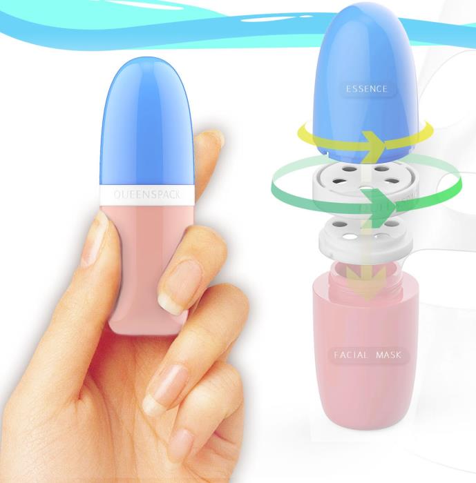 Cocoon: Queenspacks capsule-shaped facial mask bottle
