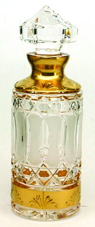 Hand cut stoppered bottle, gold