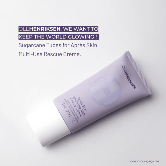 SR Packaging's Sugarcane Tubes for OLEHENRIKSEN Après Skin Multi-Use Rescue Crème