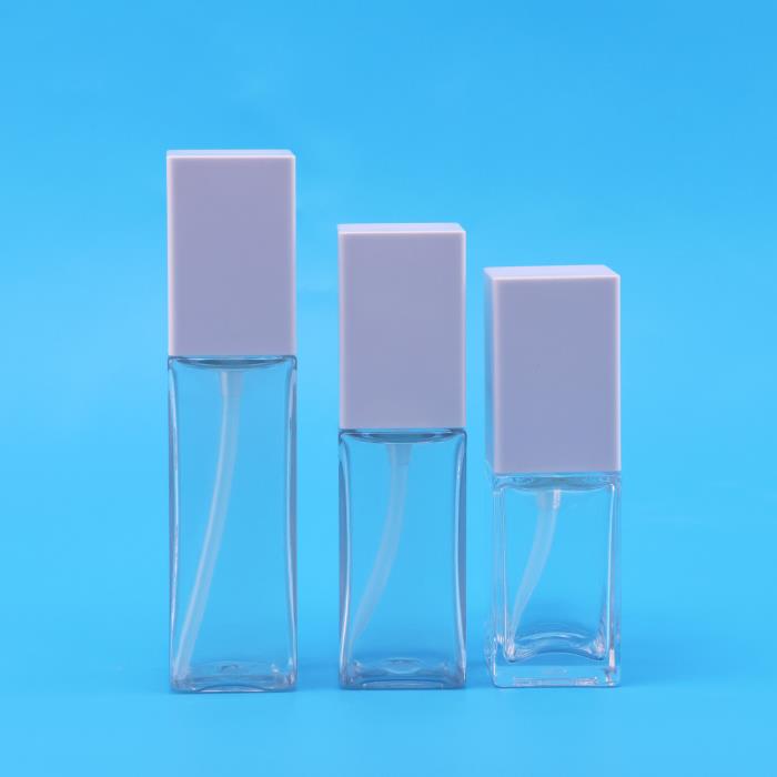 Square bottles with glass-like appearance