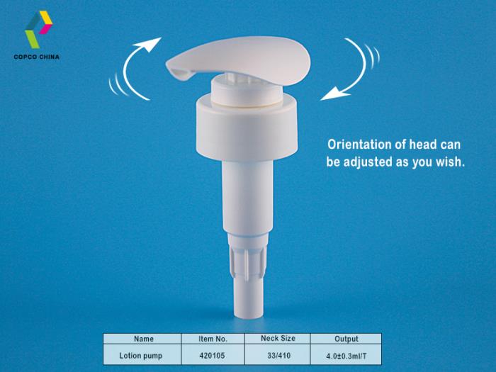 Enhanced lotion pump with adjustable orientation