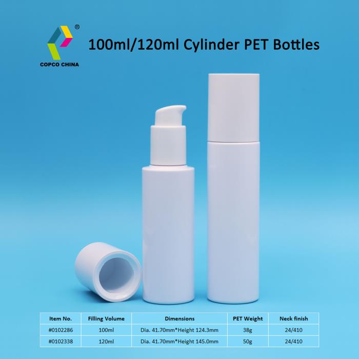Versatile, recyclable PET cosmetic bottle sets
