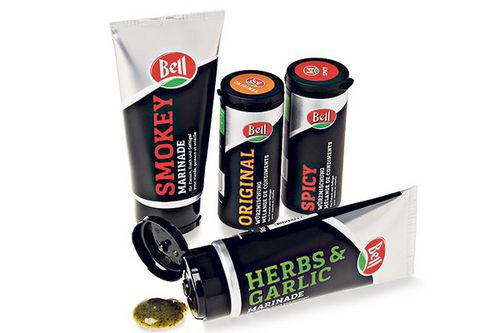 Bell entices men to the barbeque in Neopacs Polyfoil tubes