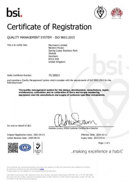 ISO 9001:2015 - Mecmesin