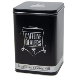 Caffeine Dealers: Striking Custom Tins for Sustainable Coffee Company
