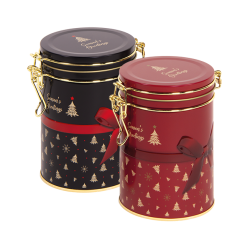 Round tin with clip closure