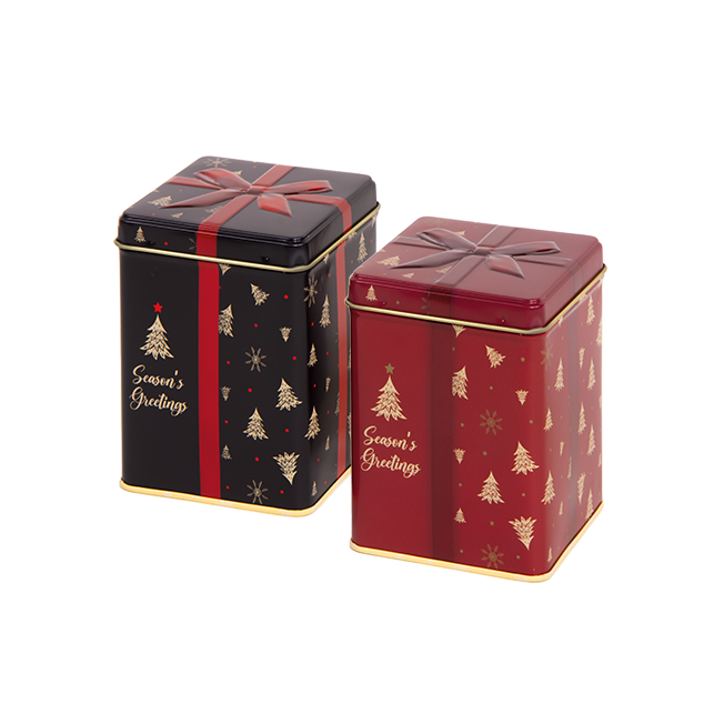 100 g square tin with hinged lid (assorted)