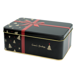 Rectangular biscuit tin with hinged lid, black
