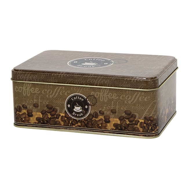 Rectangular biscuit tin with hinged lid