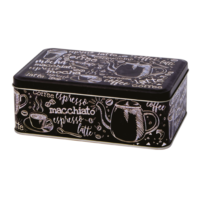Rectangular biscuit tin with hinged lid