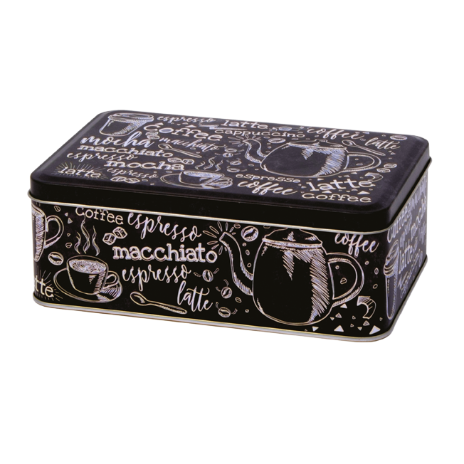Rectangular biscuit tin with hinged lid
