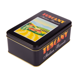 Rectangular biscuit tin with hinged lid