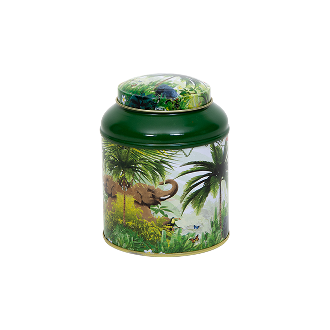 Round tin with domed lid and inner lid