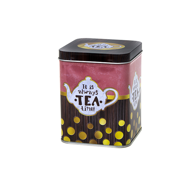 Square tin 200 g with hinged lid