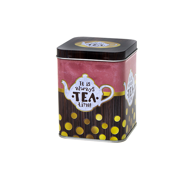 Square tin 200 g with hinged lid