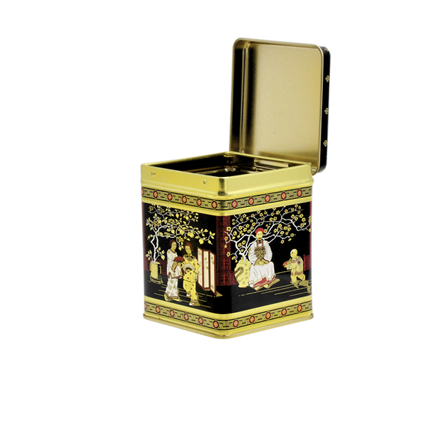 Square tin 100 g with hinged lid