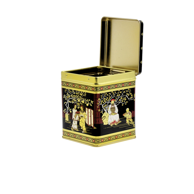 Square tin 100 g with hinged lid
