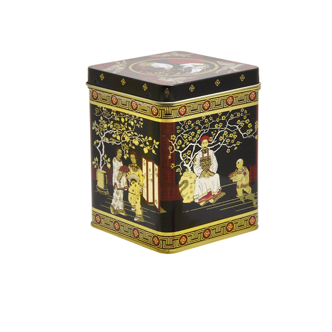 Square tin 200 g with hinged lid