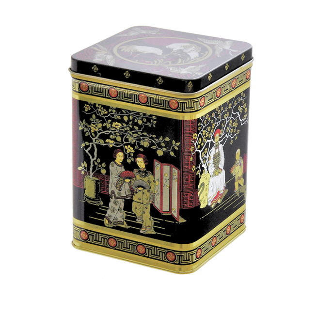 Square tin 500 g with hinged lid