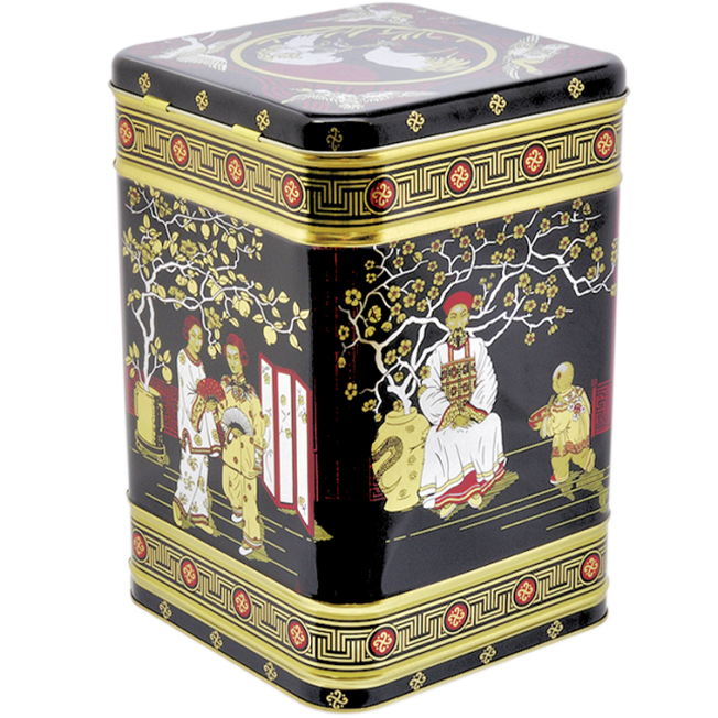 Square tin 1 kg with hinged lid