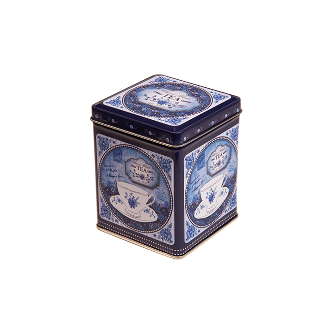 Square tin 100 g with hinged lid