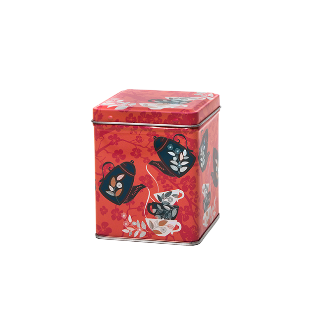 Square tin 100 g with hinged lid