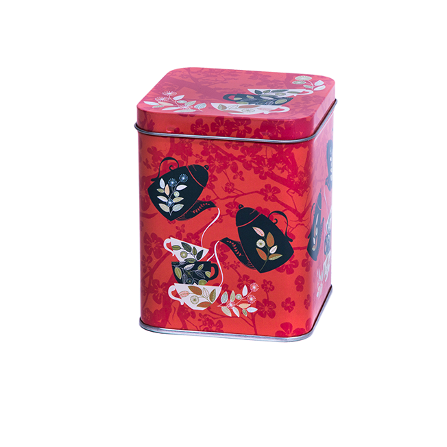 Square tin 200 g with hinged lid