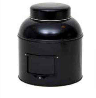 Round tin - storage tin, black
