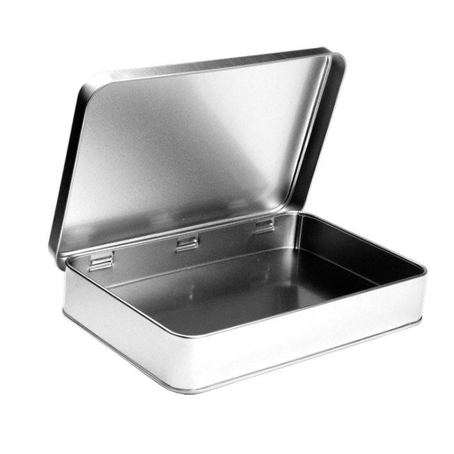 Rectangular tin with hinged lid