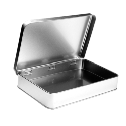Rectangular tin with hinged lid