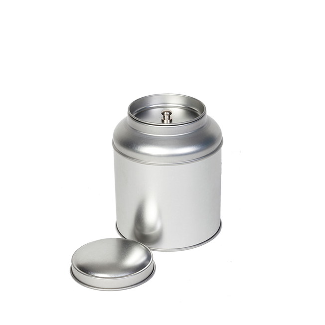 Round tin with domed lid and inner lid