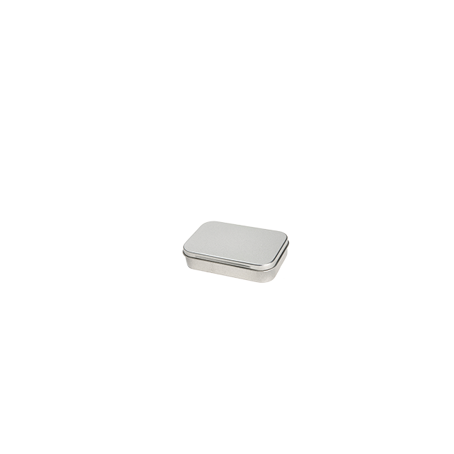 Rectangular tin - pill box with hinged lid