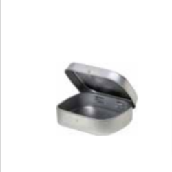 Rectangular tin - pill box with hinged lid, small