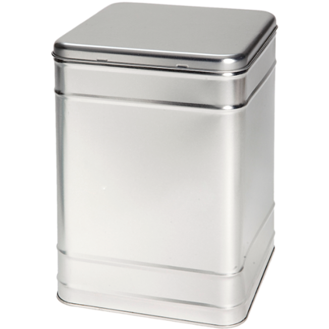 Square tin 2 kg with hinged lid