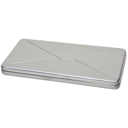 Envelope tin with hinged lid