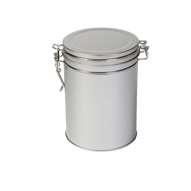 Round tin with clip closure