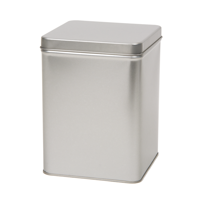750 g square tin with hinged lid