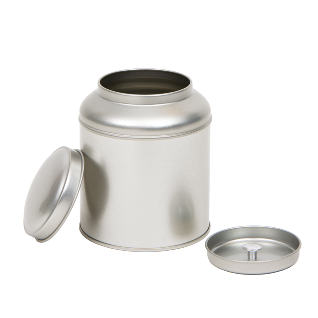Round tin with domed lid and inner lid, large